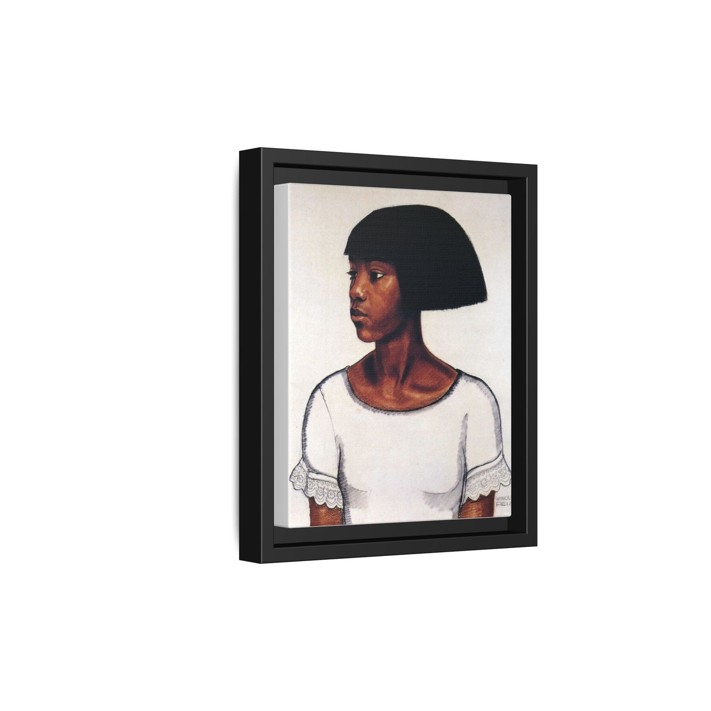 Portrait of a Young Woman by Winold Reiss Framed Matte Canvas Portrait