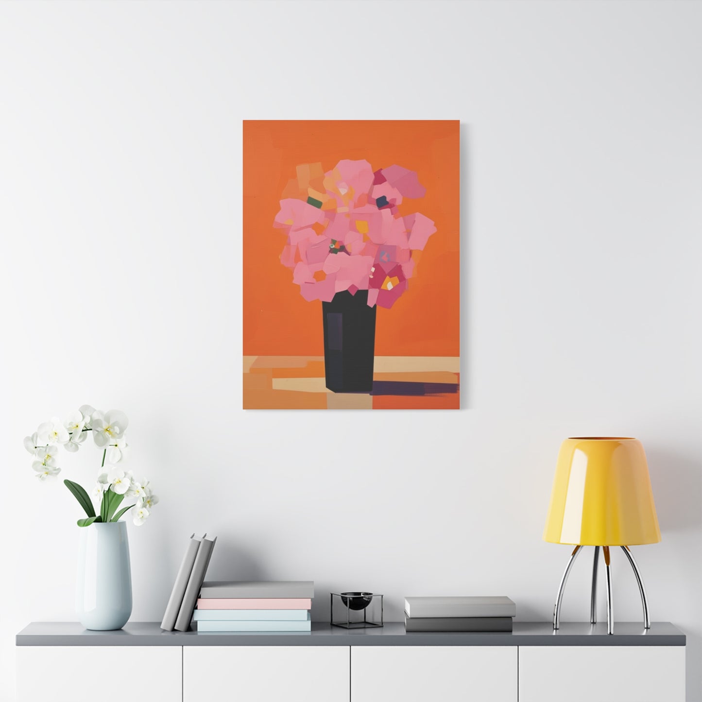 Modern Pink Flowers Canvas Print — Abstract Floral Wall Art