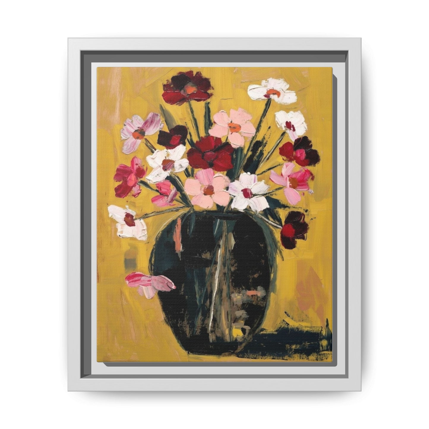 Framed Matte Canvas Floral Still Life Wall Art