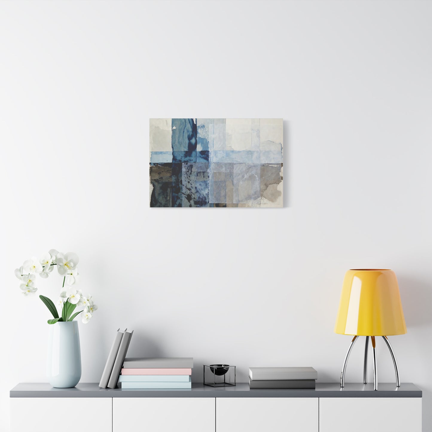 Abstract Blue Geometric Canvas Art — Stretched Matte Wall Decor