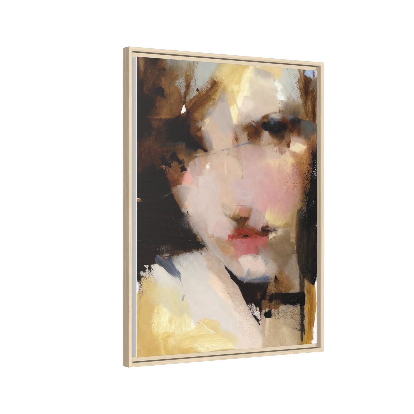 Abstract Portrait Matte Canvas Framed Print — Modern Feminine Wall Art