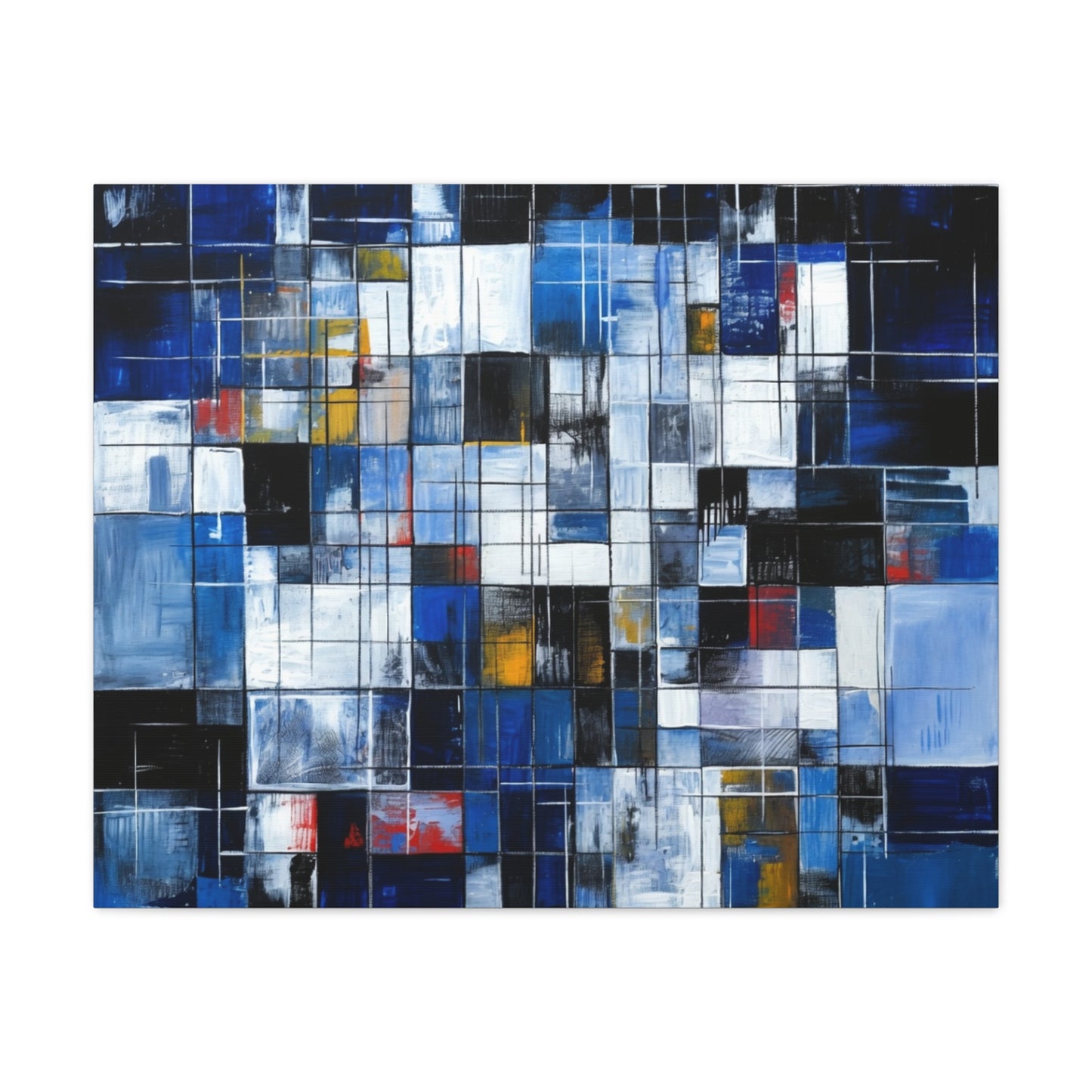 Abstract Blue Grid Matte Stretched Canvas Wall Art (1.25")