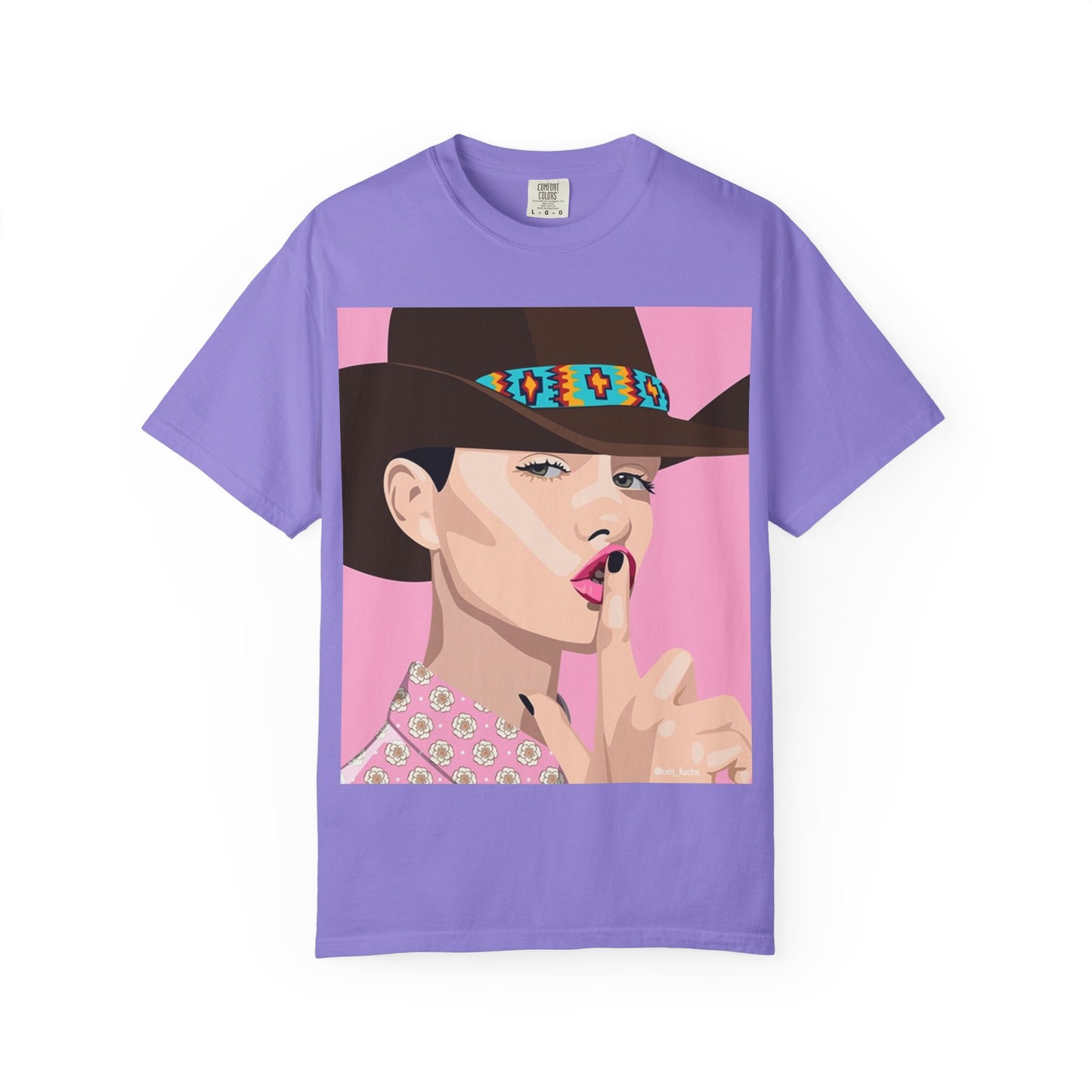 Cowgirl Pop Art T-Shirt — Pink 'Shh' Graphic Tee