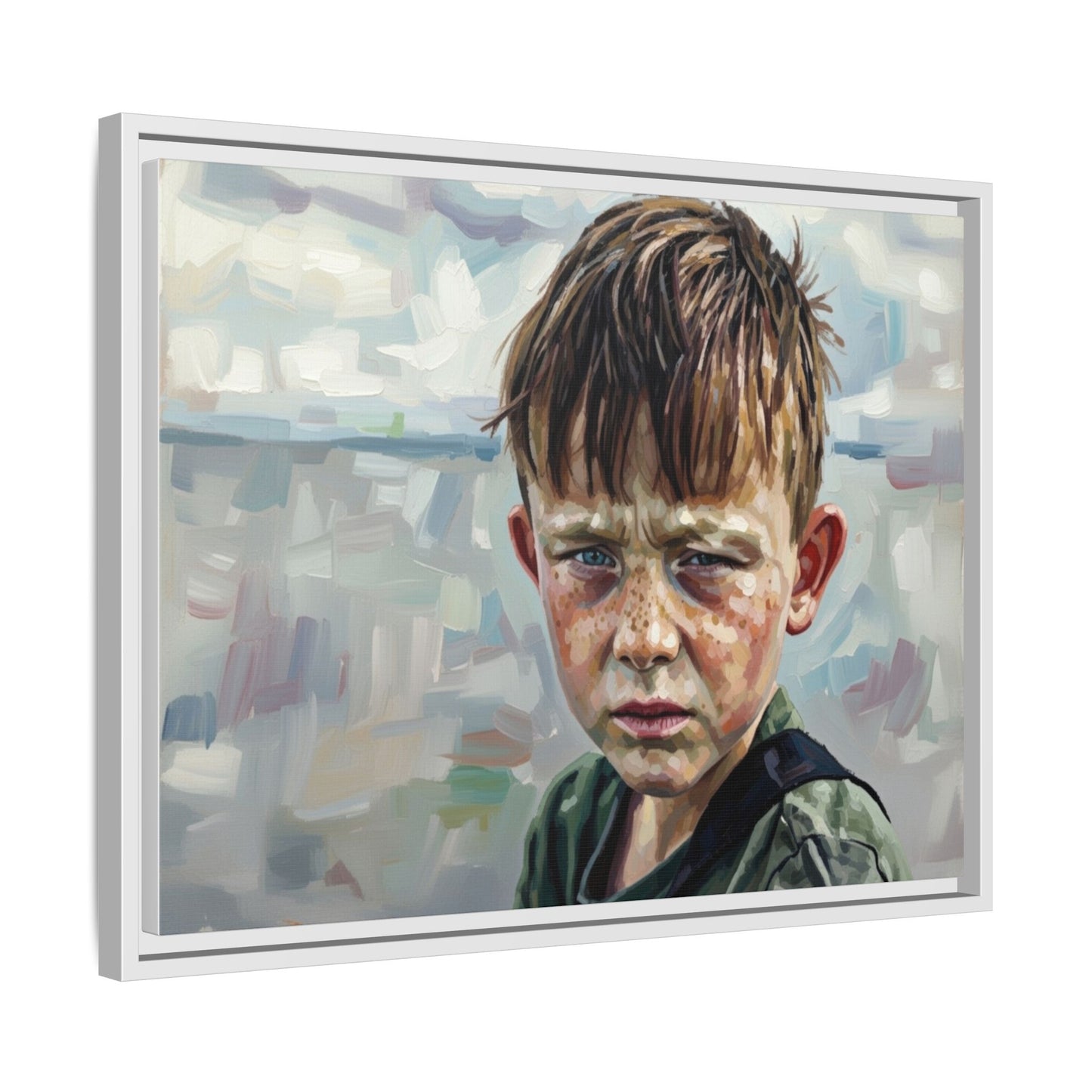 Framed Matte Canvas: Gritty Boy Portrait Art Print