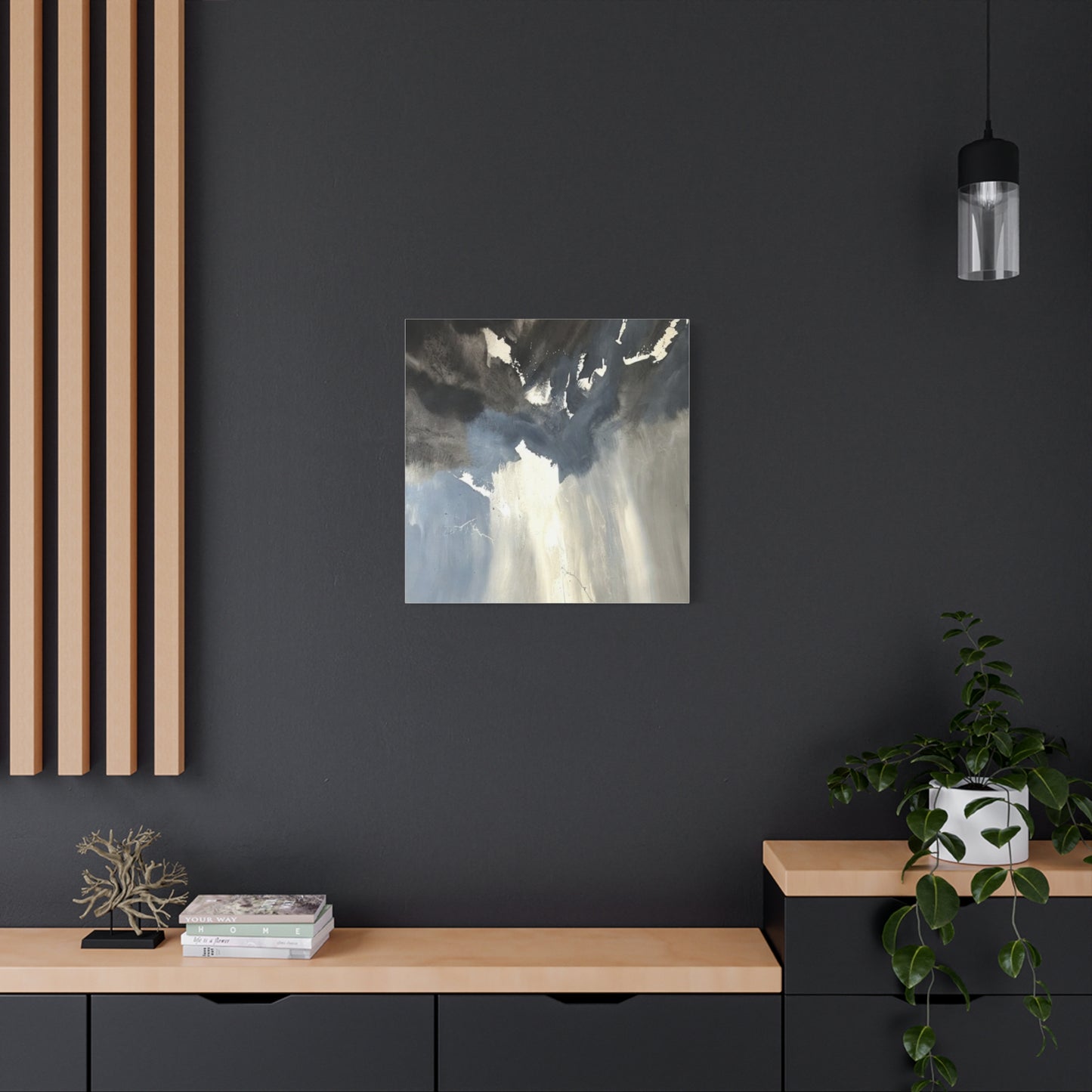 Abstract Storm Canvas Print — Dramatic Blue & Gray Matte Wall Art