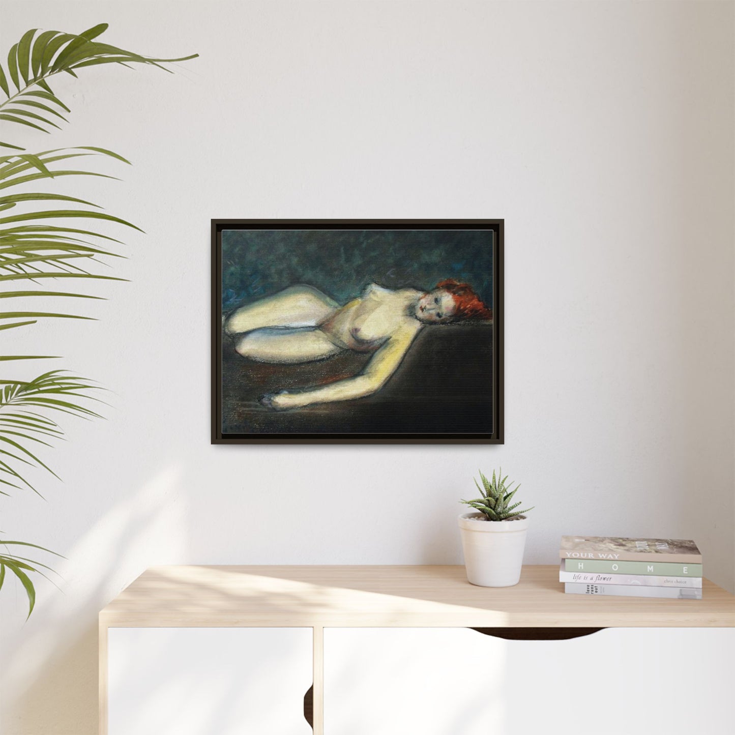 Lying nude by Paul Gosselin Framed Matte Canvas Wall Art Print