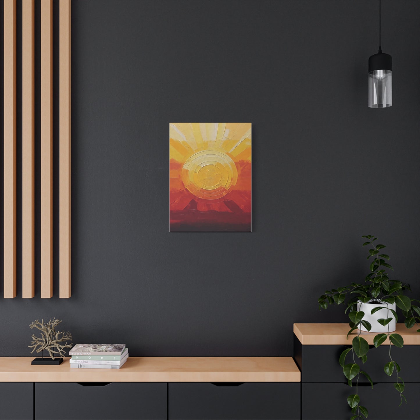 Abstract Sunrise Canvas Wall Art — Warm Sunrise Texture Matte Stretched Canvas