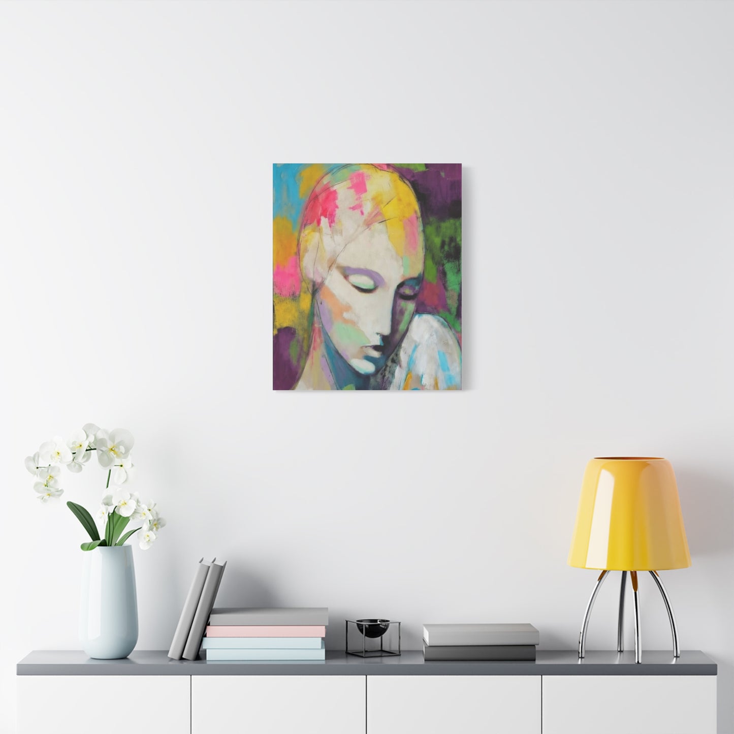 Abstract Angel Portrait Canvas - Colorful Modern Wall Art