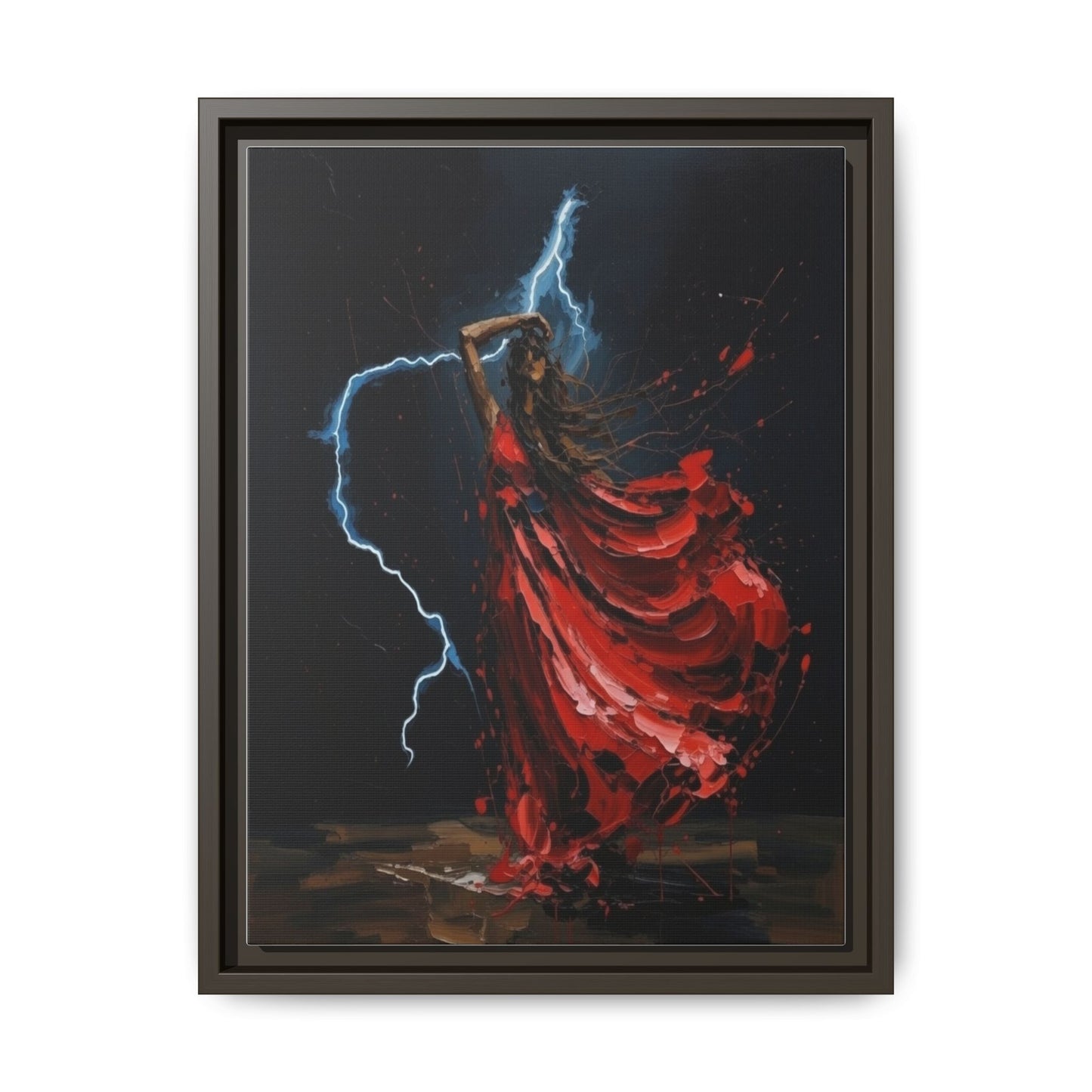 Framed Matte Canvas Print — Red Dancer Lightning Art