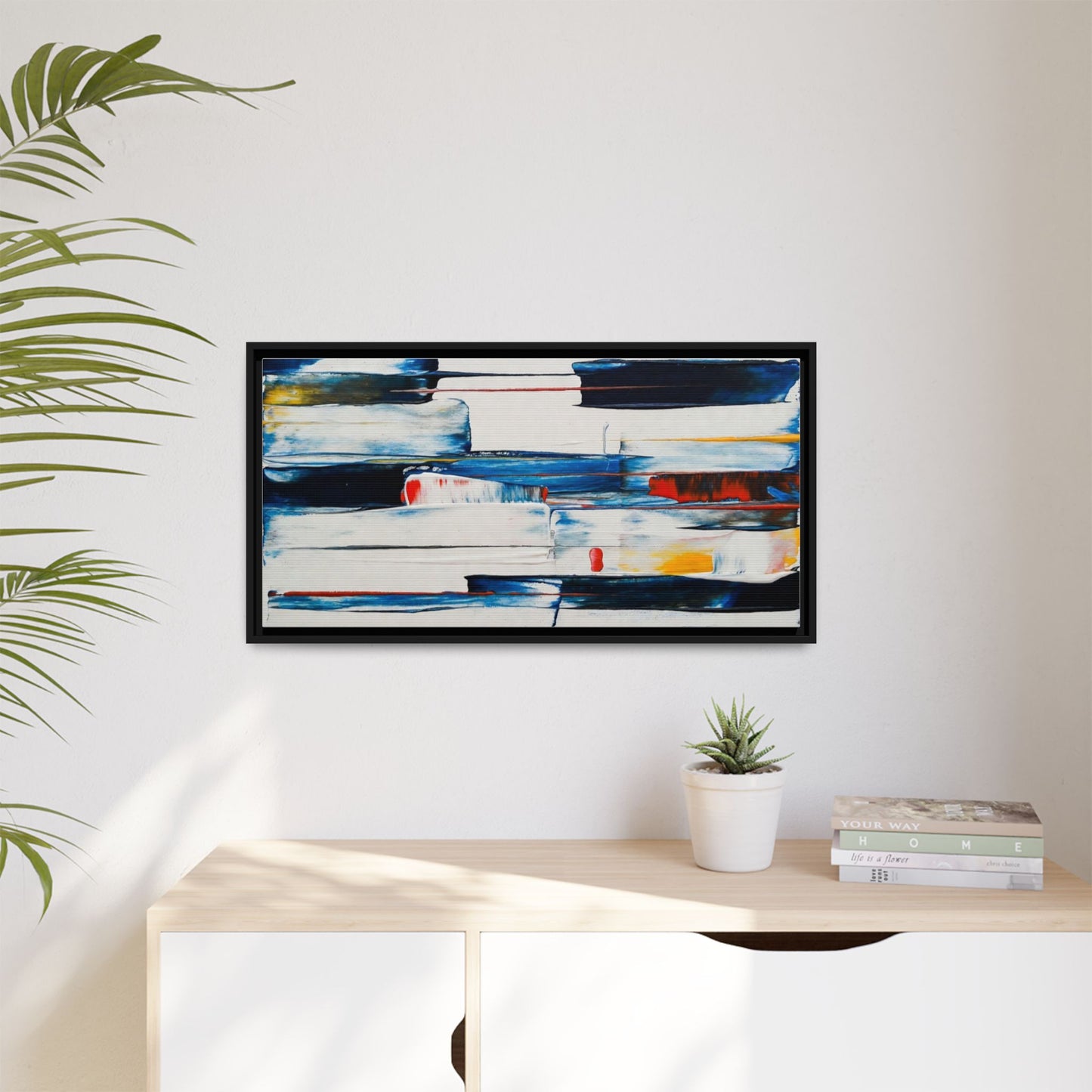 Abstract Coastal Brushstrokes Framed Canvas Print