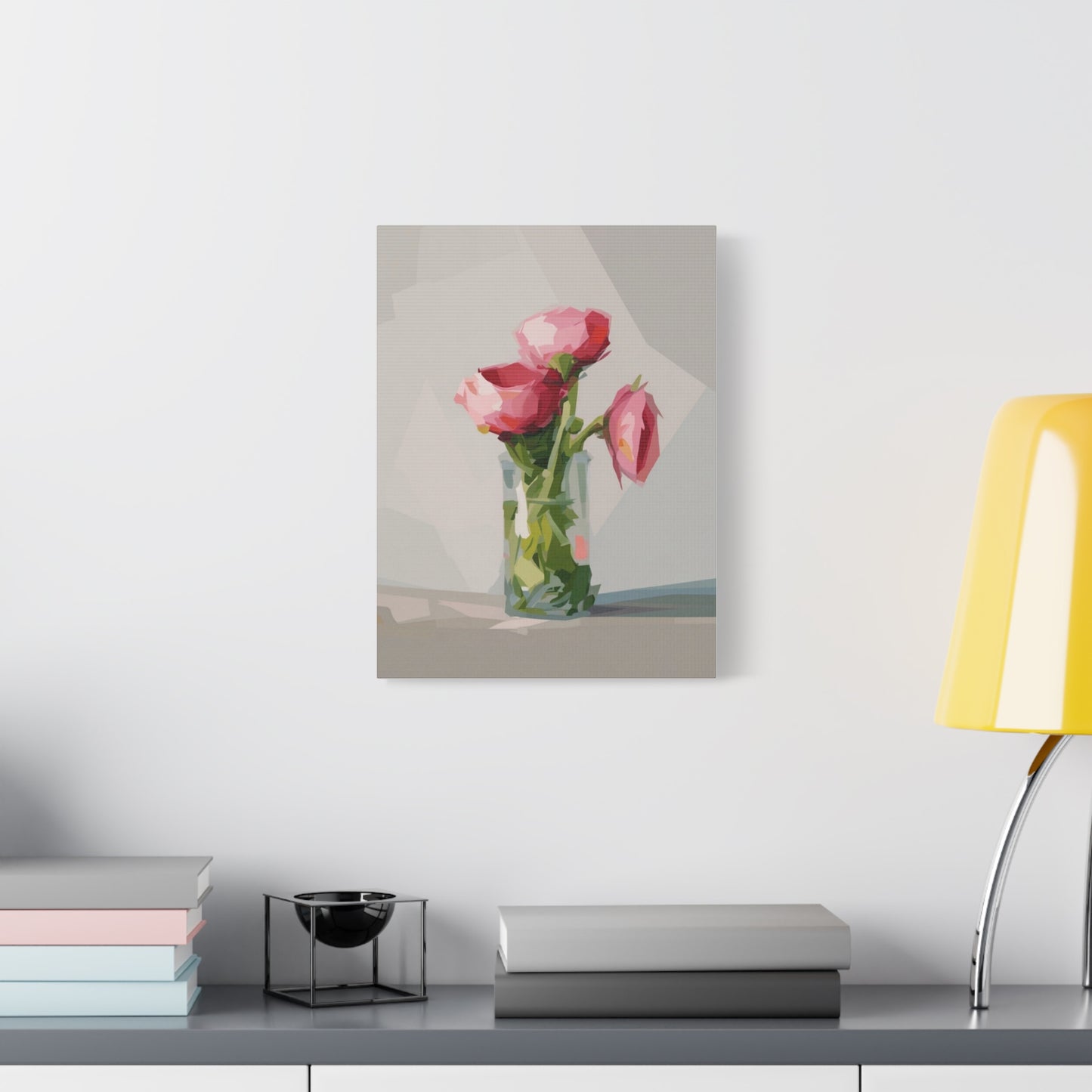 Pink Floral Vase Canvas Print — Stretched Matte Wall Art