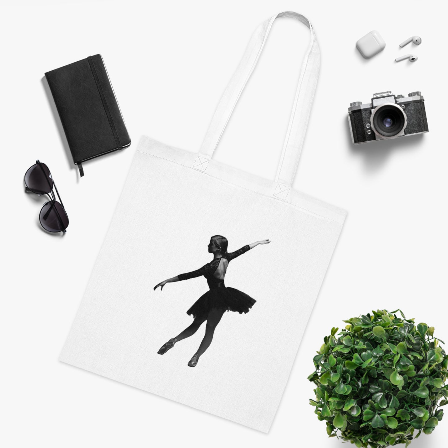 Ballet Silhouette Cotton Tote — Dancer Tote Bag for Ballet Lovers