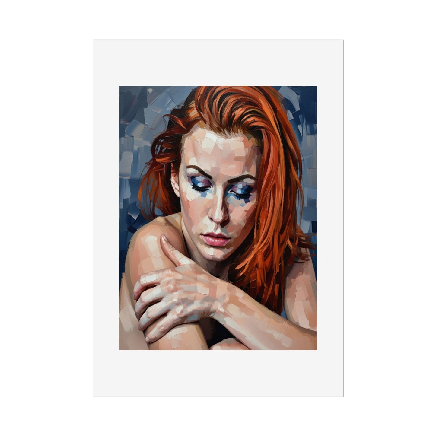 Redheaded Portrait Rolled Poster — Expressive Female Art Print