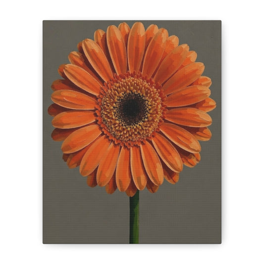 Orange Gerbera Flower Matte Canvas Print — Stretched Wall Art
