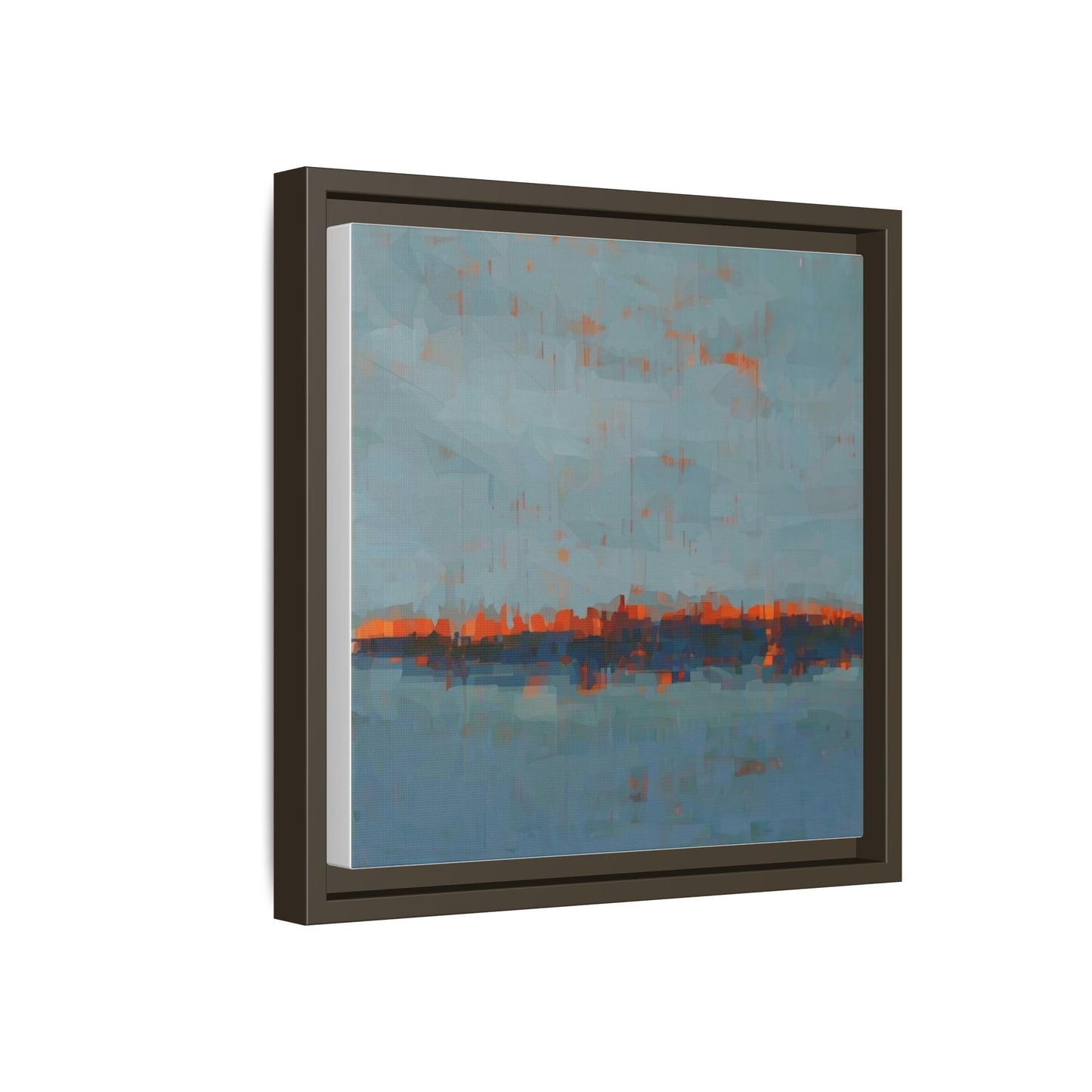 Framed Canvas Art — Teal & Orange Abstract Seascape