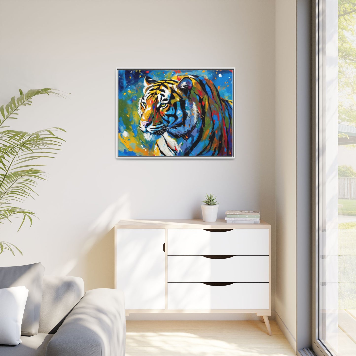 Colorful Tiger Matte Canvas Framed Art — Vibrant Wildlife Wall Decor