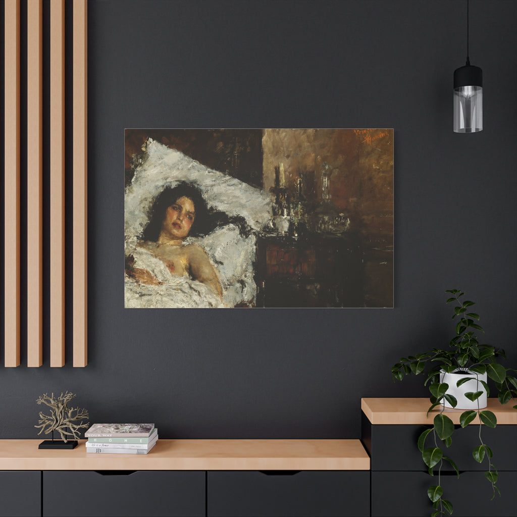 Resting by Antonio Mancini Matte Canvas Wall Art Print