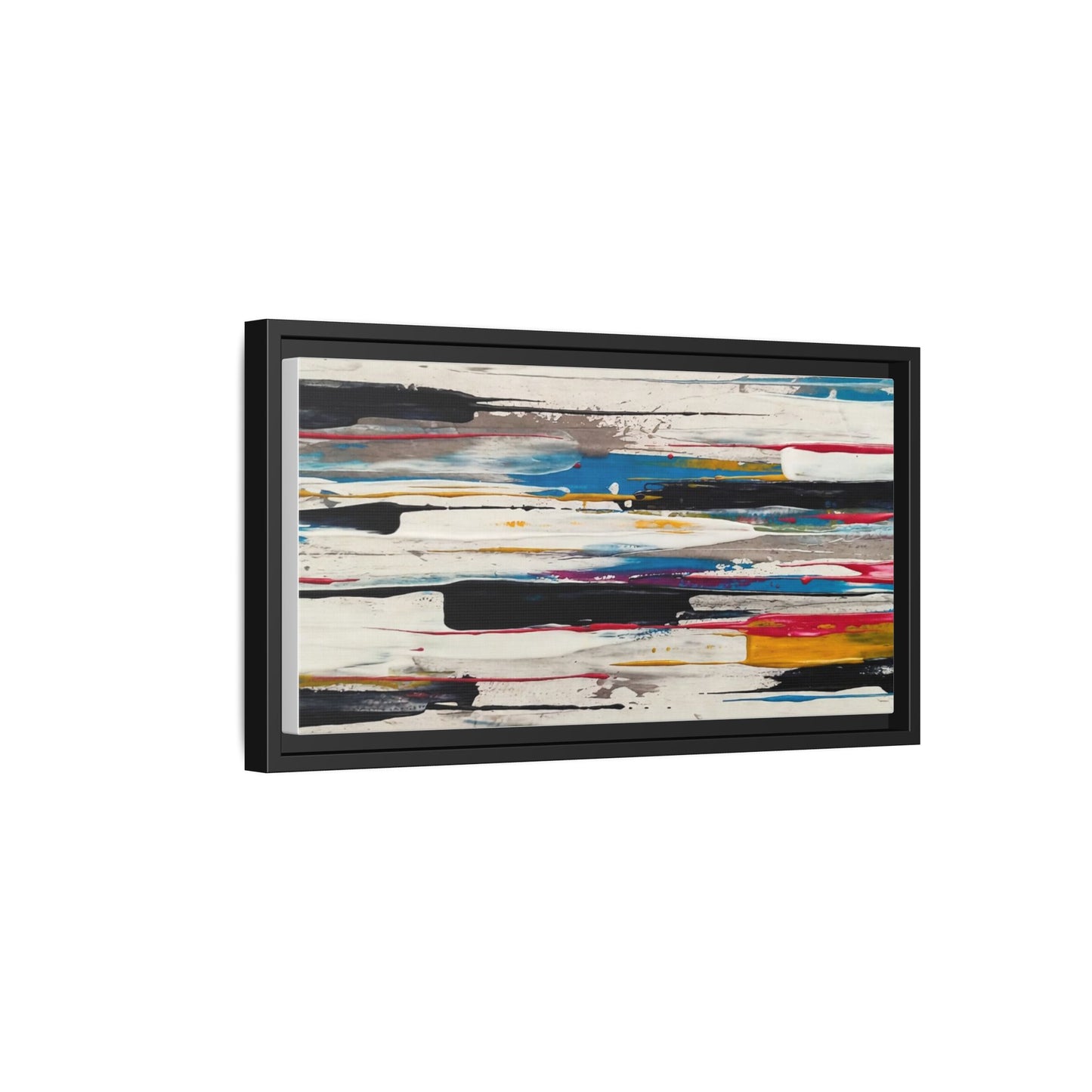 Abstract Multi-Color Framed Canvas Wall Art — Modern Horizontal Brushstroke Print