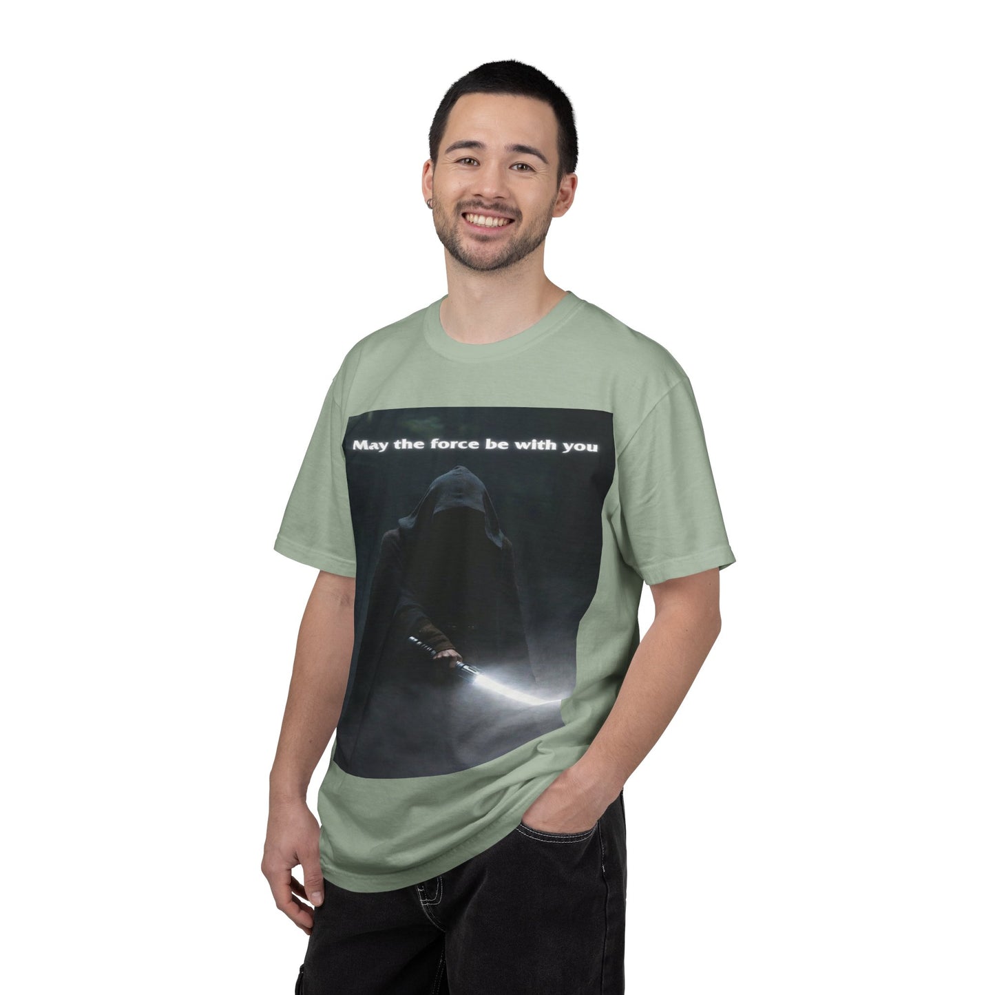 May the Force Be With You T-Shirt — Dark Hooded Lightsaber Graphic Tee