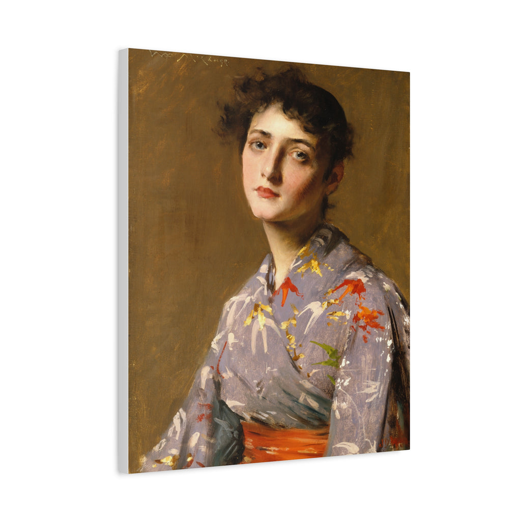 Girl in a Japanese Costume by William Merritt Chase Matte Stretched Canvas Wall Art Print (1.25")