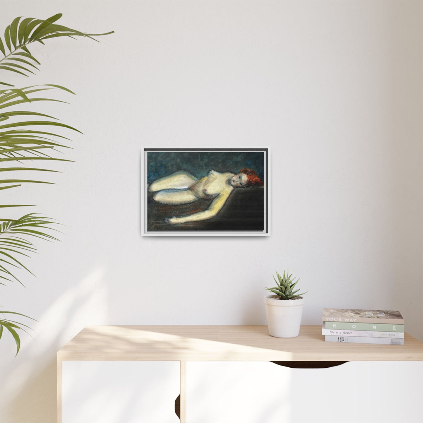 Lying nude by Paul Gosselin Framed Matte Canvas Wall Art Print