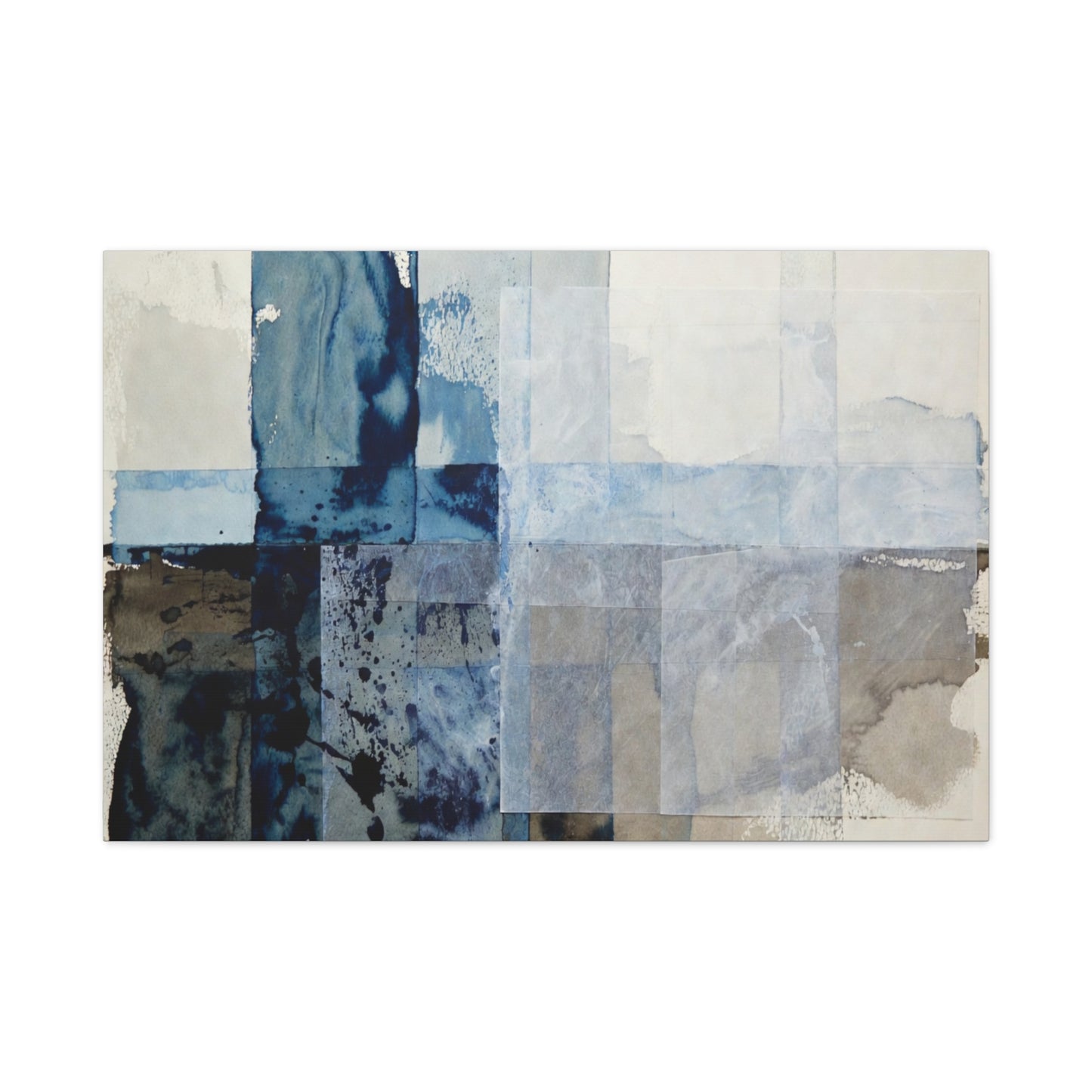 Abstract Blue Geometric Canvas Art — Stretched Matte Wall Decor