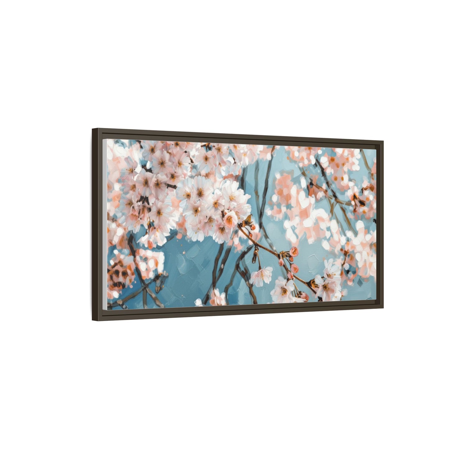 Framed Cherry Blossom Matte Canvas Print — Soft Pink Floral Wall Art