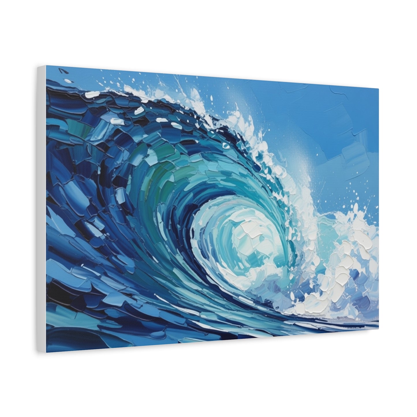 Ocean Wave Matte Canvas Wall Art — Blue Surf Wave Painting, Stretched 1.25"