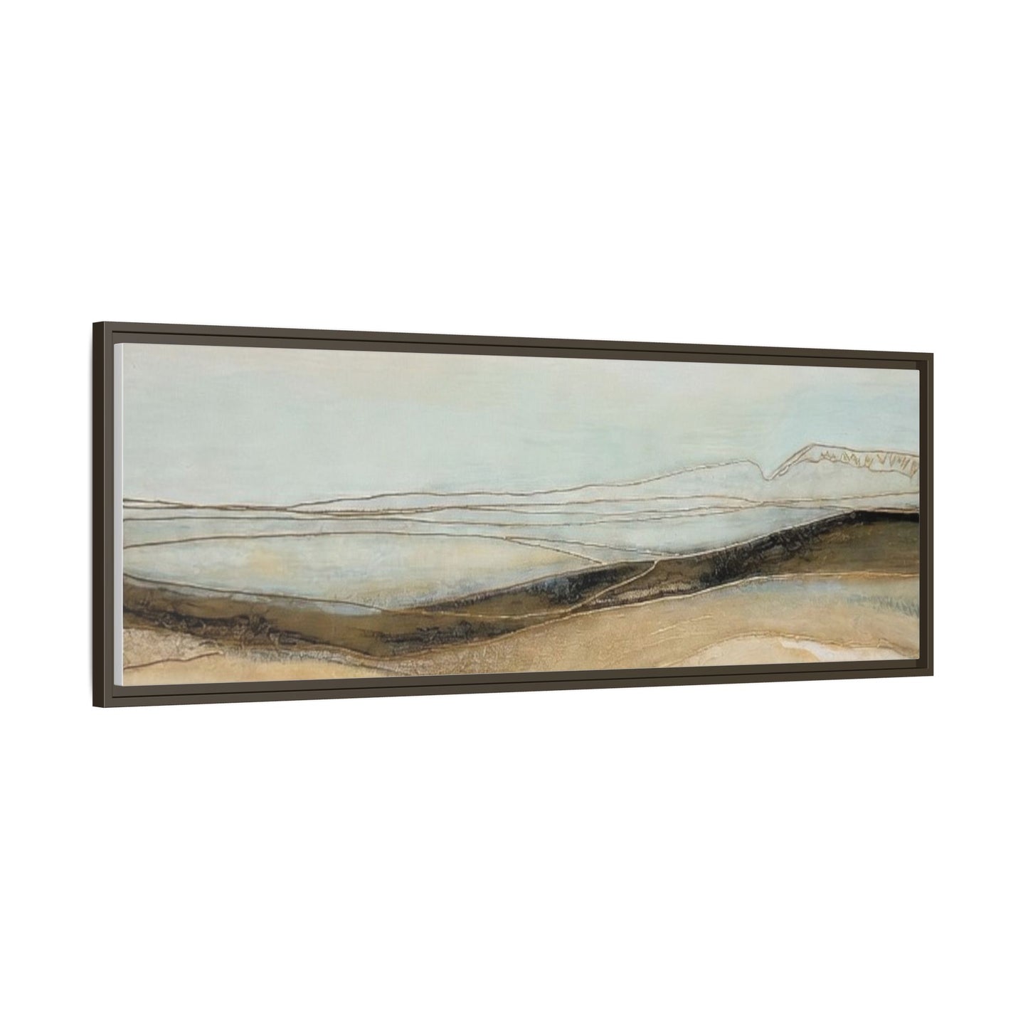 Framed Matte Canvas Wall Art — Neutral Abstract Landscape in Soft Blues & Earth Tones