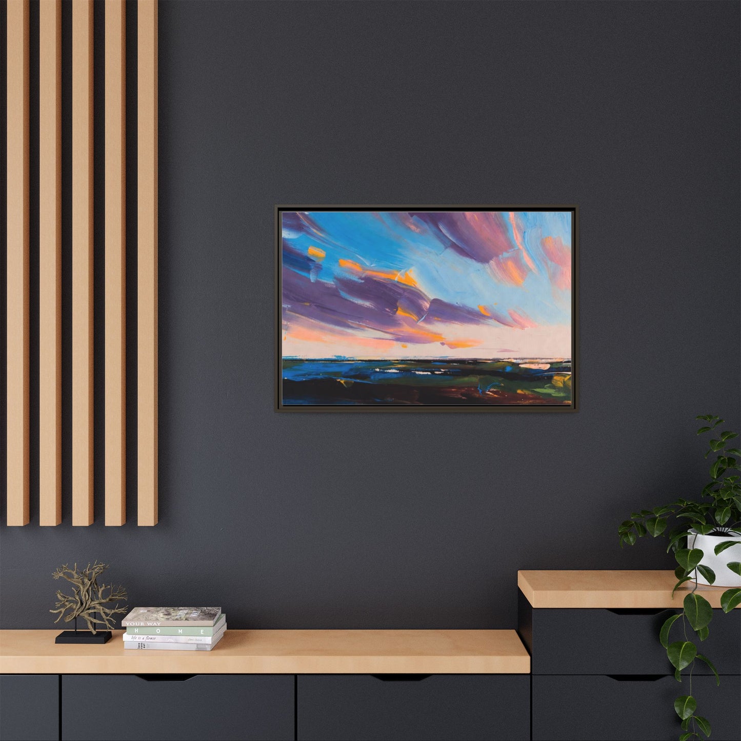 Framed Matte Canvas Abstract Seascape Sunset Art Print