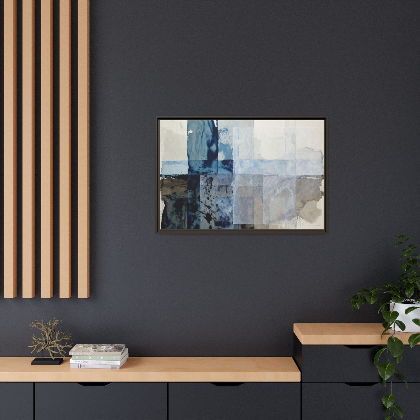 Abstract Coastal Blue Framed Canvas Art