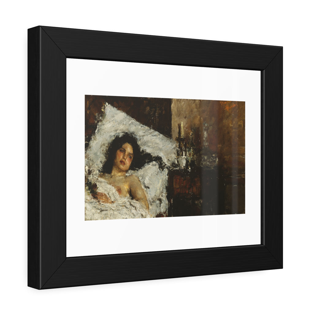 Resting by Antonio Mancini  Framed Poster Wall Art Print
