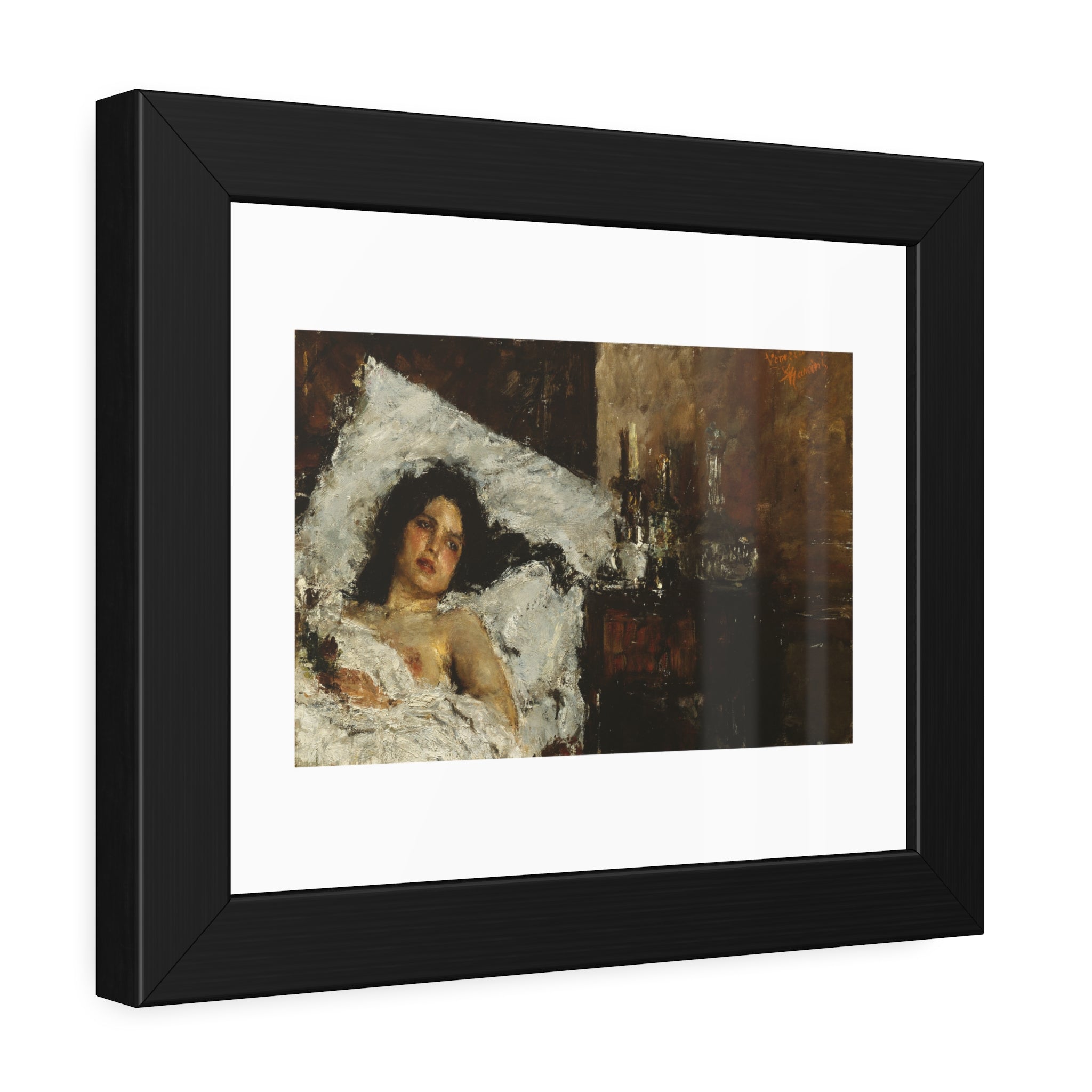 Resting by Antonio Mancini  Framed Poster Wall Art Print