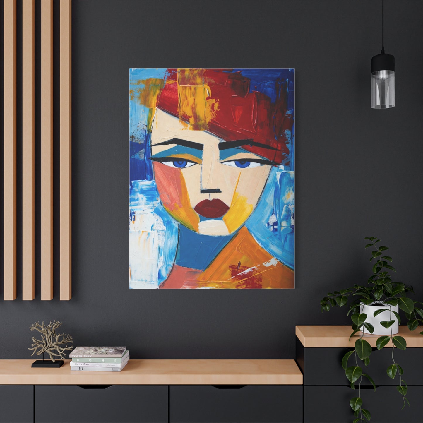 Abstract Colorful Face Matte Canvas Print — Modern Pop Art Portrait
