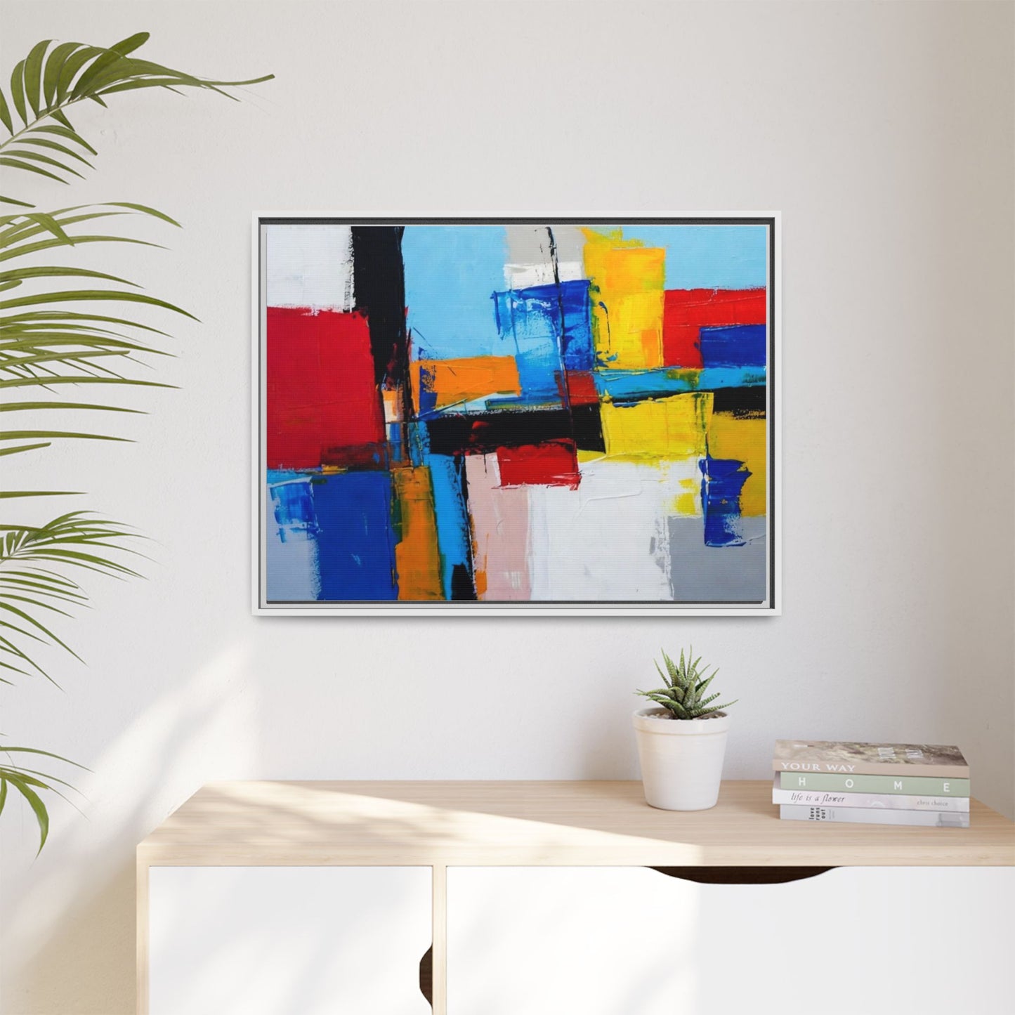 Abstract Color Block Matte Canvas Framed Wall Art