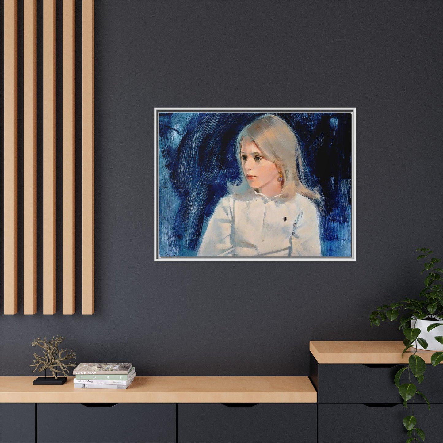 Painting of girl by Unknown Artist Framed Matte Canvas Classic Wall Art