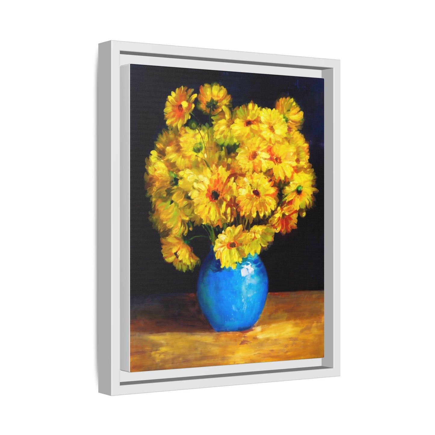 Yellow Daisy Bouquet Matte Canvas Framed Wall Art