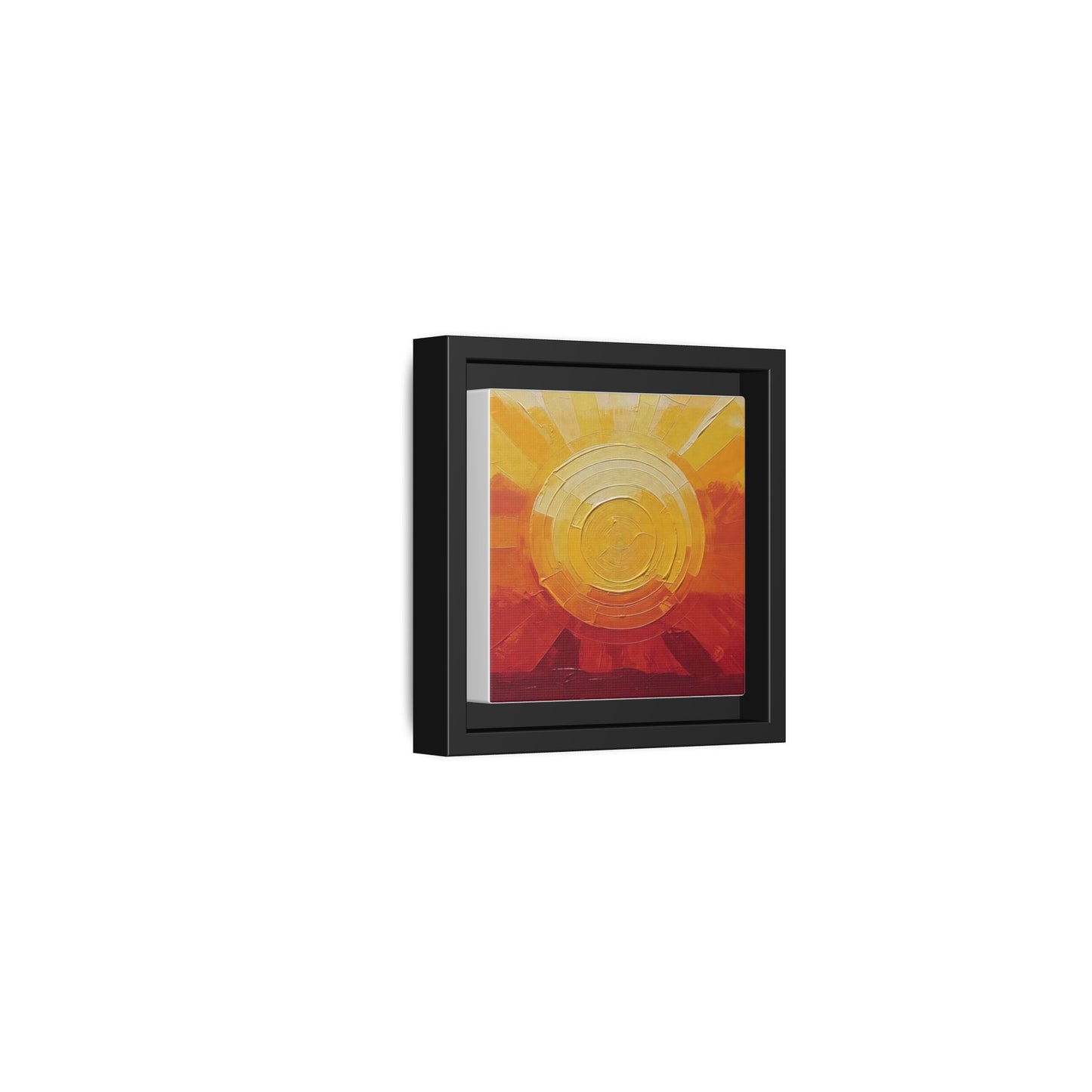 Sunburst Abstract Framed Canvas Art — Matte Multi‑Color Wall Print