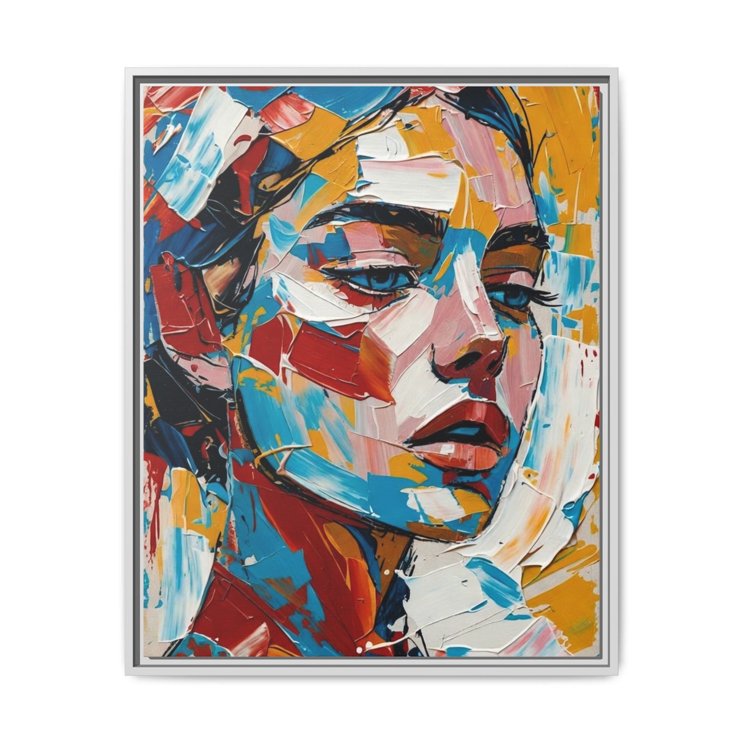 Colorful Abstract Portrait Framed Canvas Print