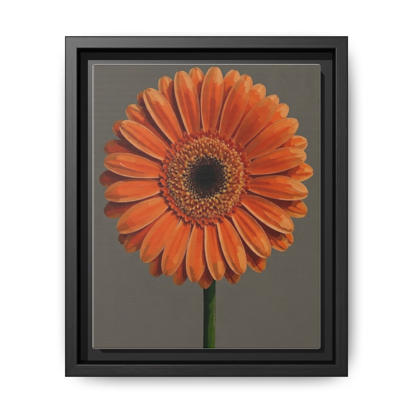 Orange Gerbera Daisy Matte Canvas Print (Framed)