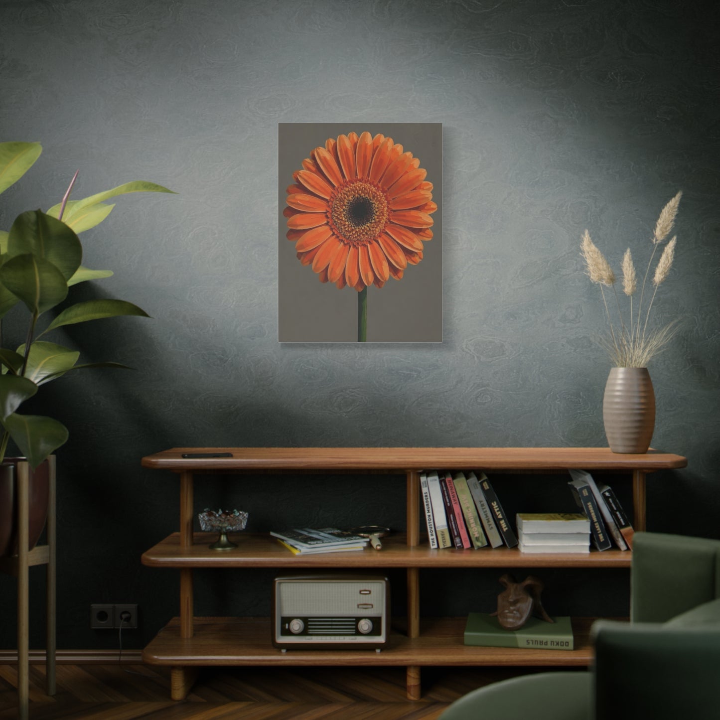 Orange Gerbera Flower Matte Canvas Print — Stretched Wall Art