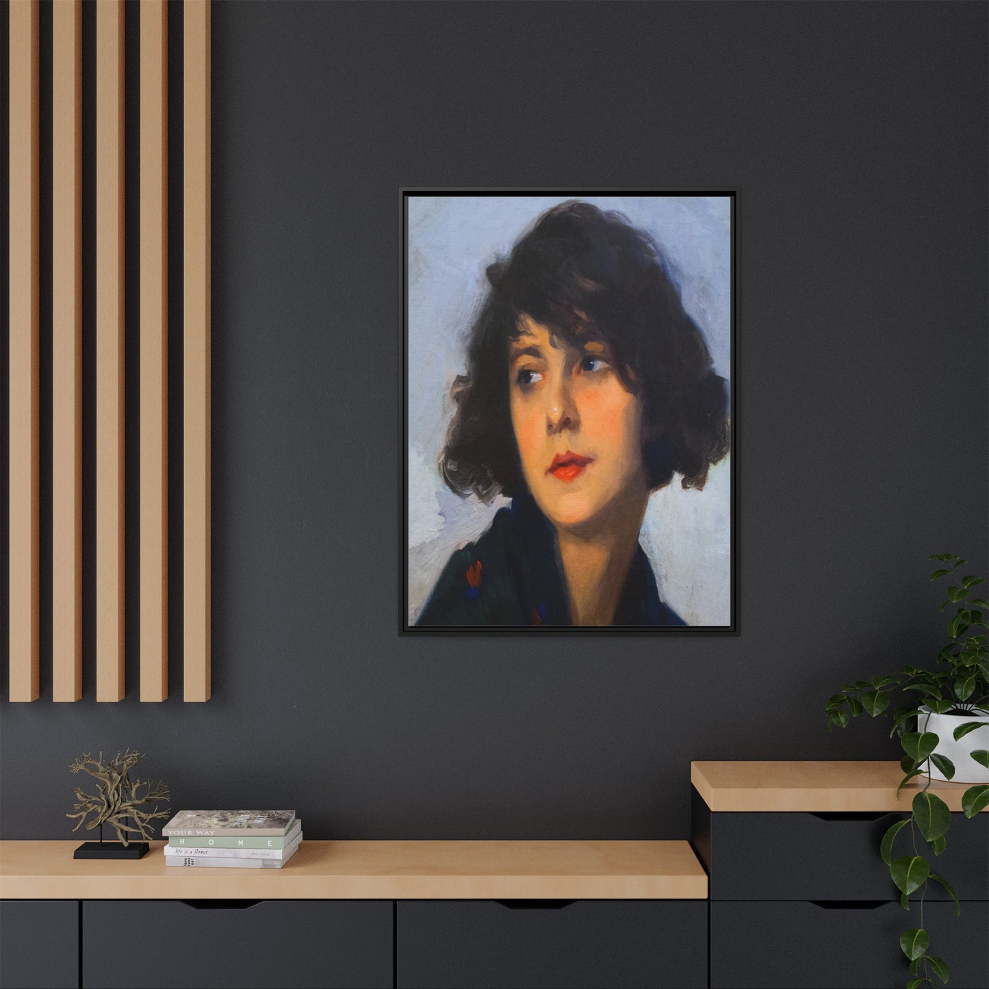 Mulher do chale verde (cropped) by Cyprien Eugene Boulet Framed Matte Canvas Print