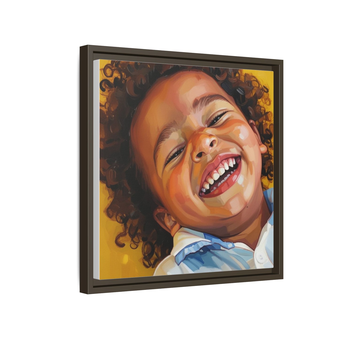Framed Matte Canvas Print – Joyful Child Portrait, Colorful Nursery Wall Art