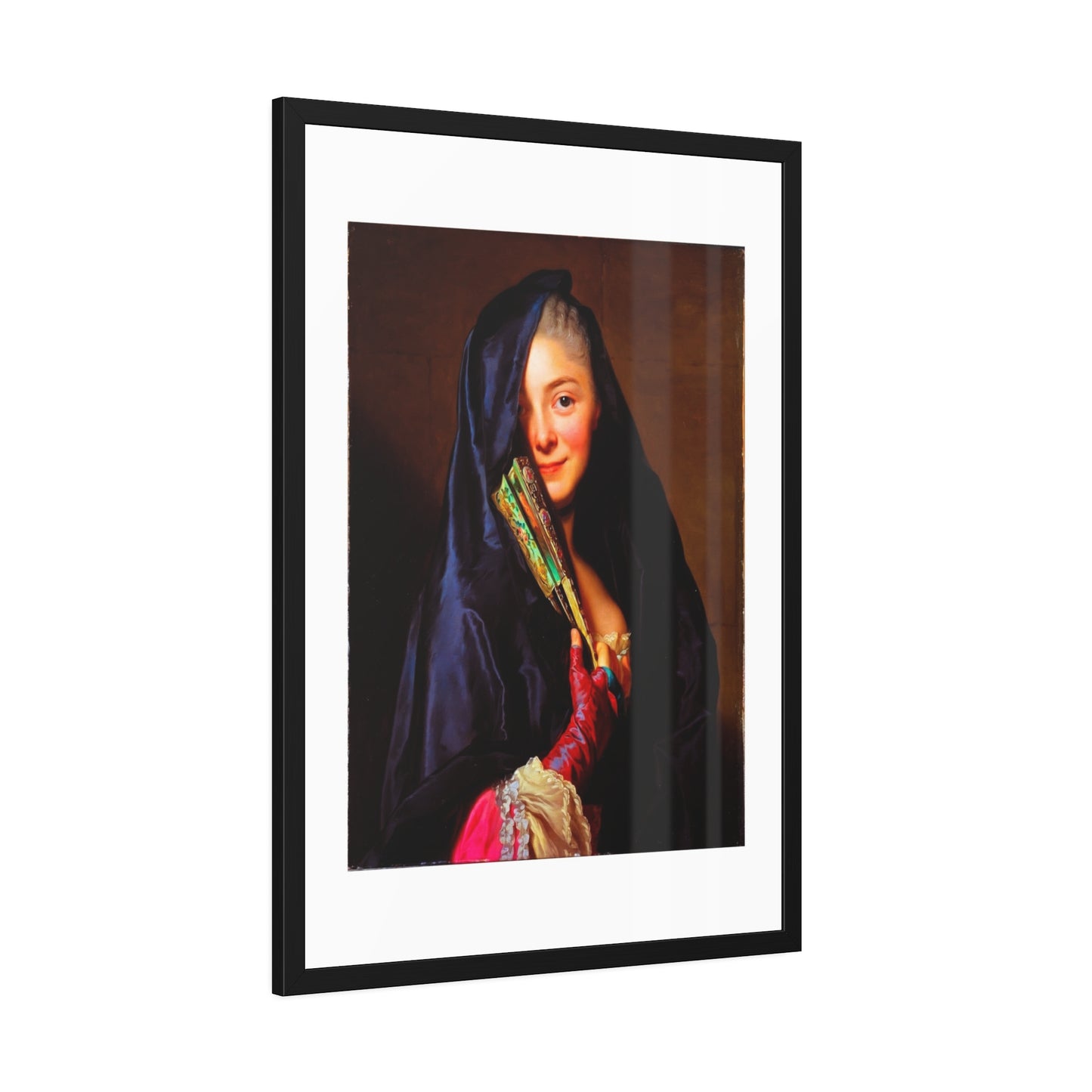Framed Art Print — Woman with Fan Vintage Portrait Poster