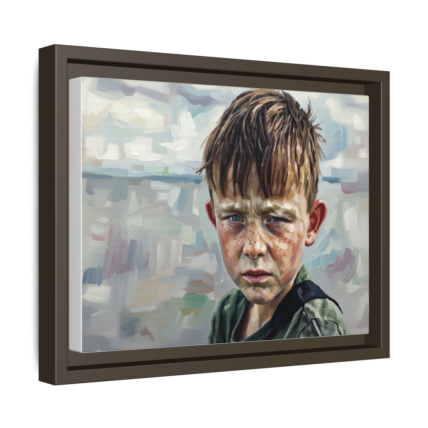 Framed Matte Canvas: Gritty Boy Portrait Art Print