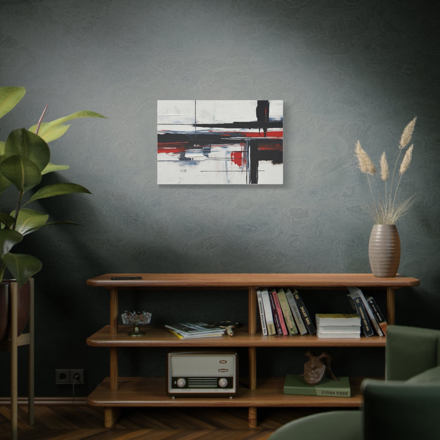 Abstract Red & Black Modern Canvas Art — Matte Stretched 1.25"