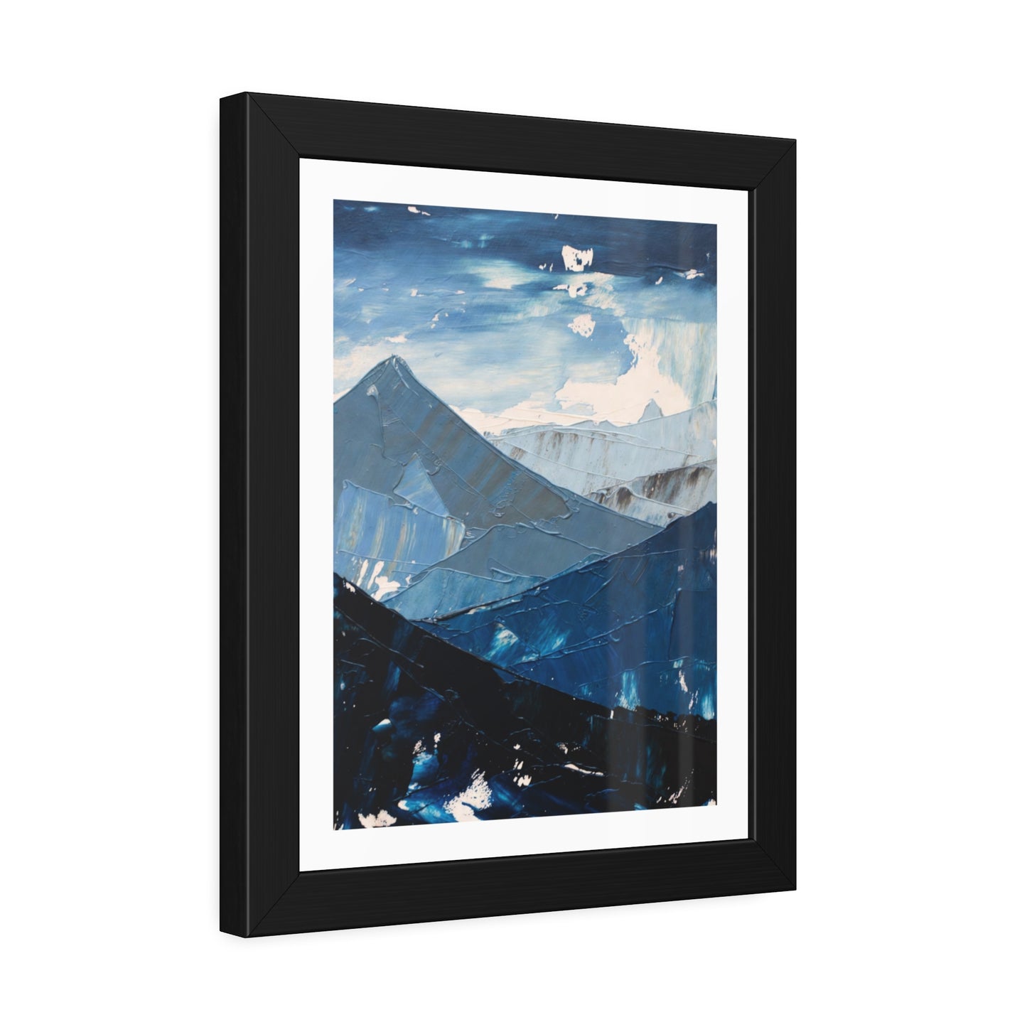 Blue Mountain Abstract Framed Poster — Scenic Wall Art Print