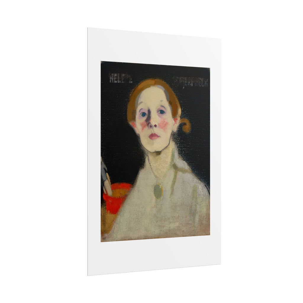 Self-Portrait Black Background by Helene Schjerfbeck Wall Art Print