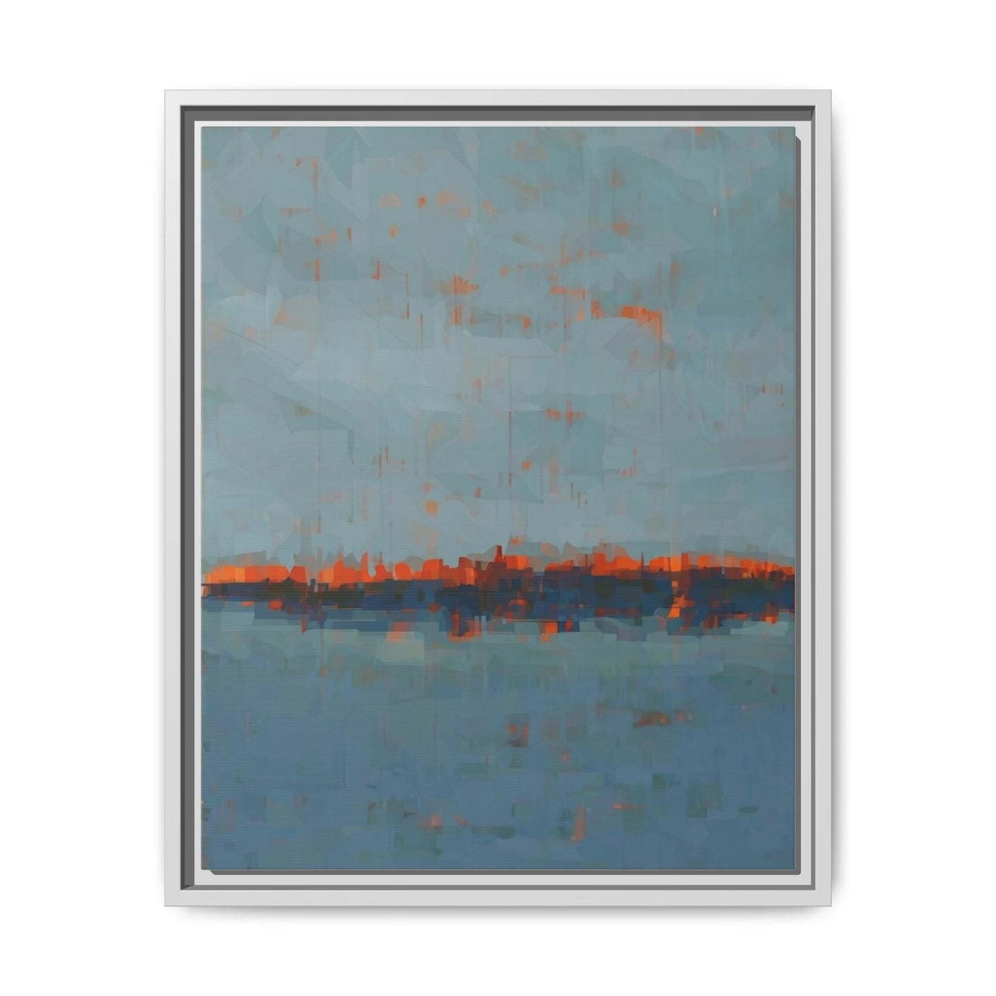 Framed Canvas Art — Teal & Orange Abstract Seascape