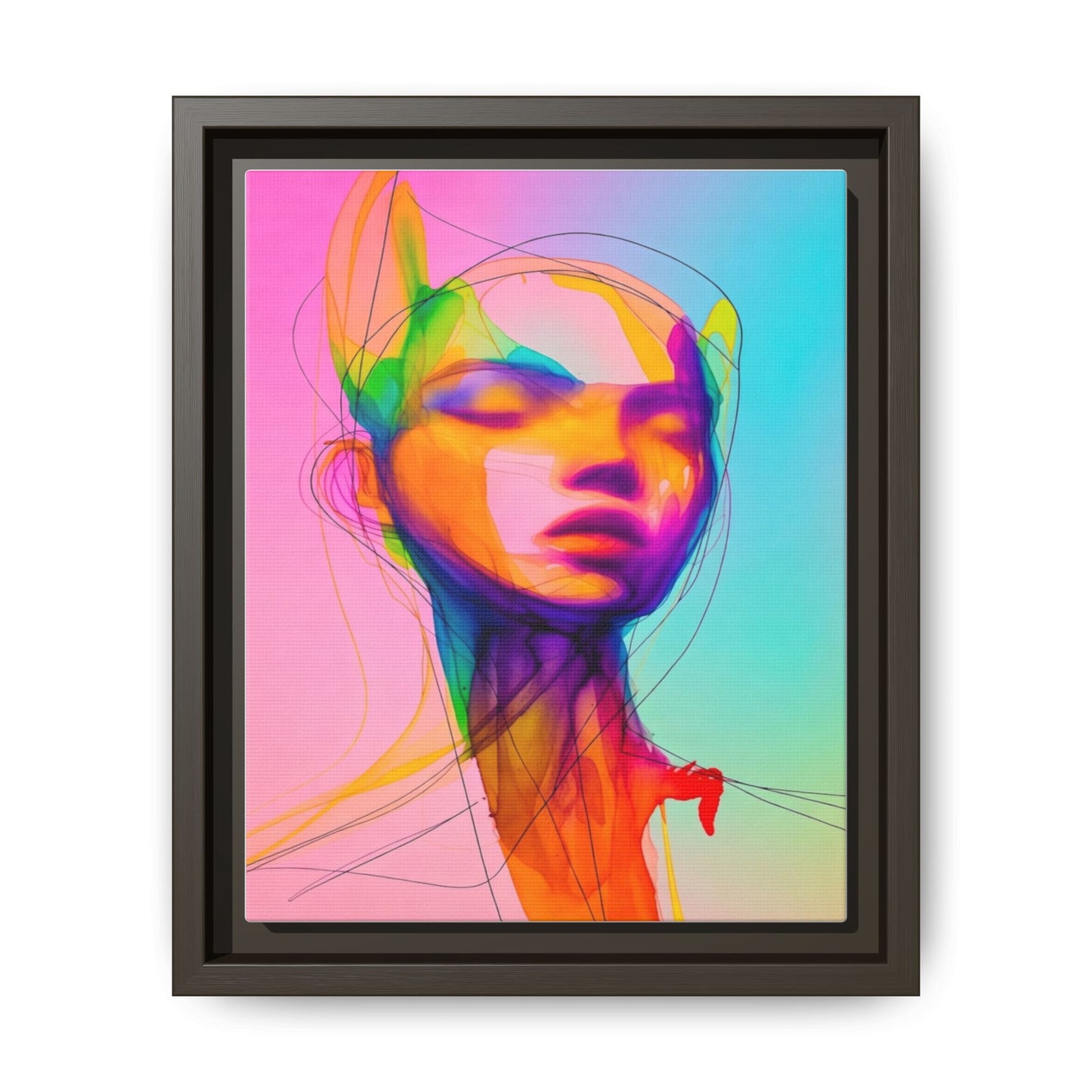 Framed Matte Canvas Art — Vibrant Abstract Portrait Wall Print